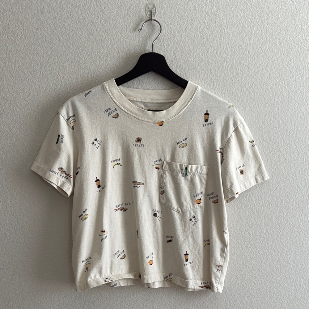 Madewell Cropped International Food Cream Graphic T-Shirt with Pocket